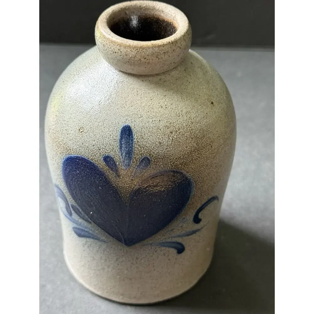 Rockdale Union Pottery Small Jug Vase 1995 Flower Design Salt Glazed Cottagecore